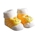 Sunshinebag ベビー ソックス 新生児 赤ちゃん用 ルームソックス 滑り止め 靴下 もこもこ キッズソックス 女の子 男 の子 秋冬用 折り返しくつ下 出産祝い (黄)