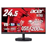 Acer 24.5インチ フルHD 200Hz 0.5ms(GTG) 広視野角 VA 非光沢 sRGB 99% AMD FreeSync Premium HDR10 ブラックブースト VRB対応 ブルーライト低減 HDMI 2.0 DisplayPort v1.2 Acer Display Widget Nitro ゲーミングモニター 3年保証(パネルは1年) KG251QX3bmiipx