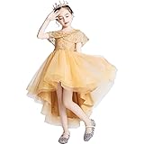 VIISEN 子供ドレス ジュニア ピアノ 発表会 フォーマル キッズ ドレス 子どもドレス演奏会 結婚式 刺繍 上品 エレガント 女児 女の子 フォーマル ドレス パールのヘアアクセサリー付き100-160