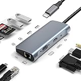 Chayoo USB Cハブ 9-IN-1【2023高機能版】Type C ハブ ドッキングステーション トリプルディスプレイ 4K HDMI出力ポート/USB3.0ポート*2/100W PD充電ポート/イーサネット RJ-45ポート/3.5mm Audioポート/1080P 60Hz VGAポート/SD/TFカードリーダー データポート MacBook Pro Air/iPad Pro/Samsung Galaxy S20/note 20/ChromeBook/Surface Go/Pro7/Matebook/ニンテンドースイッチ/Switch/USB C デバイス対応