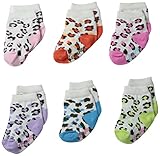 Lovespun新生児女の子ヒョウ印刷6 PieceギフトボックスSock Set