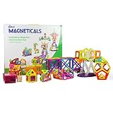 magneticalsタイルSet for Kids ( 198-pieceセット)スタック、作成and Learn promote初期学習、創造性、想像力Boys and Girls by Dimp