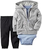 カーターズ ロンパース carter's 2016年春夏最新作 男の子用グレータイガーフード付きカーディガンジャケット上下3点セット (12months(... [並行輸入品]