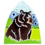 動物ワールド – Grizzly Bear in Woods Fused Glass Nightlightカバー – マルチ
