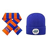 NCAA Florida Gators Wharf Beanie Hat and Striped Rugbyスカーフ2パックバンドル