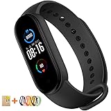 【StarQセット】 Xiaomi Mi Band 5 スマートウォッチ 【保護フィルム2枚付き+カラーバンド付き】 日本語アプリ 生理周期管理 健康管理 11種類スポーツモード対応 24時間心拍数 睡眠モニター 消費カロリー計 着信通知 50M防水
