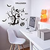 Happy Halloween Withered Cat Bat Pumpkin Candles Spider Skull Hat Wall Decals Window Stickers Hallow