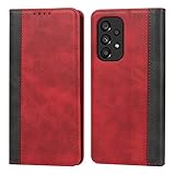 Ｈａｖａｙａ 対応 Galaxy A53 5G ケース Galaxy A53 ケース ギャラクシーa53ケース 手帳型 au SC-53C 耐衝撃 SCG15 ドコモ SC53C カバー docomo カード収納 SoftBank フェイクレザー-レッド+ブラック