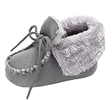 EOZY ベビーシューズ ファーストシューズ もこもこ 子供用 保温 男の子 女の子 可愛い 裏起毛 靴 滑り止め 出産祝い 誕生日プレゼント 11CM グレー