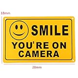 2pcs smile youre on camera warning security yellow sign cctv
