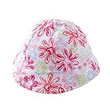 (よキーよ)Yokeeyoベビー用ハット つば広 赤ちゃんキャップ アウトドアハット キッズ 帽子 子供サンバイザー 盆帽 人気　刺繍 花柄 ライト色 　女の子　紫外線 UVカット 日よけ止め 日焼け