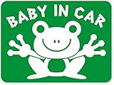 imoninn BABY in car ステッカー　【マグネットタイプ】　No.22　カエルさん　（緑色）