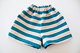 ベベクチュール(ベビー用品専門店) 日本製ブルーボーダーのハーフパンツ90ｃｍ・綿麻