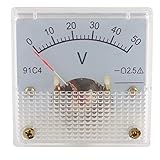 uxcell 電圧計 プラスチック 金属 91C4 DC 0-50V クリア ブラック ベージュ