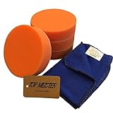 〈TOP MEISTER〉電動 カー ポリッシャー 交換 用 平型 スポンジ バフ 選べる３サイズ 80 / 100 / 125mm マイクロファイバー タオル つき（100mm×4枚）