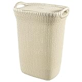 CURVER(カーバー) ふた付きバスケット ホワイト 57L Knit ニット収納 バスケット ランドリー ランドリーバスケット カゴ 洗濯カゴ おしゃれ 丈夫 北欧 リネンのような質感 環境にやさしい