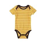 エルフ ベビー(Fairy Baby)ベビーカバーオール ロンパース ボディスーツ 肌着 半袖 男の子 出産祝い(サイズ：4-6M) 黄色縞柄