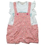 《夏対応》SHORH KID'S(ショーキッズ) 女児天竺ハートマルチ総柄オーバーオール重ね着風カバーオール 70cm /ピンク NO.SD-50372