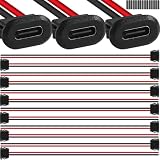 MKBKLLJY 15個 Type-C メス シャーシ 2ピン UL1007 ハンダ付け用ワイヤー 5V 3A USB-C ポート ソケット ダイレクト圧着式 急速充電プラグ ミニコンセント 延長ケーブル コネクタ（カードバックル付き） 黒 熱収縮チューブ