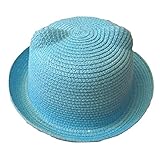 Laquest 耳付き かわいい 帽子 子供 キッズ 大人 ハット UVカット ベビー カンカン帽 (子供（50-52cm）, スカイブルー)