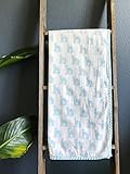 Anora Cotton Blanket Throw??Baby Blanket in White and Blue Camel Design??rganic Cotton, Dohar; Soft 