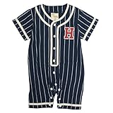 ベビー カバーオール 男の子 野球 ユニフォーム 半袖 ロンパース ミニオール 赤ちゃん ネイビー 60cm