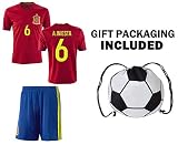 ファンKitbagスペインイニエスタ# 6ユースHome/Away Soccer Jersey & ShortsキッズプレミアムギフトKitbag ✮サッカーボールボーナスドローストリングバックパック