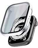 TEIQ アップルウォッチ カバー ケース 44mm 硬度10H 日本製旭硝子 生活-防水 【シリーズ SE3 SE2 SE 6 5 4 対応】 44ミリ (シルバー)