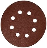 Bosch SR5R122 Random Orbit Sander Hook and Loop 8 Hole Disc 5-Inch 120 Grit Sand Paper, Red, 25-Pack