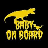 恐竜 BABY ON BOARD カッティング ステッカー イエロー 黄