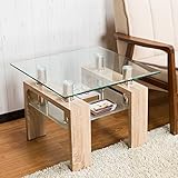 【センターテーブル おしゃれ】美感でスタイリッシュ ★ 50cm幅 ガラステーブル 強化ガラス採用 ガタつき防止アジャスター ディスプレイ 北欧スタイル 色：ナチュラル