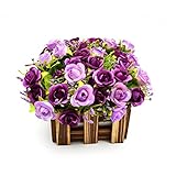BEADY ミニダイヤーバラ 人工観葉植物 造花 光触媒 フェイクグリーン インテリア ギフト お祝い (花柵(木), パープル)
