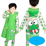 Ymgot キッズ レインコート 男の子 カッパ 雨具 子供 レインウェア ランドセル対応 小学生 通学 (S(90-105cm), カエル)