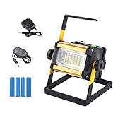 KBook led 投光器 充電式 50W 4本18650電池付属 スマホに充電する可能 36個LED 作業用照明 ポータブル投光器 電池交換対応式 360角度調整 夜間釣り、車載応急、夜釣り、工事現