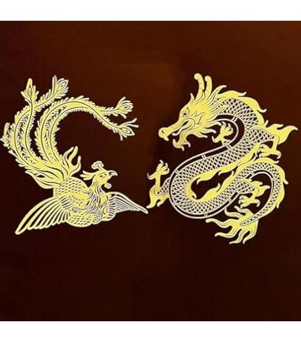 Amazon | ドラゴンシール 龍ステッカー シール メタル 龍と鳳凰 守護仏