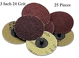 25 Pieces -3 Inch 24 Grit Roll Lock Sanding And Grinding Discs - For Rotary Tools, Die Grinder, Dril