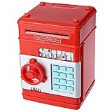 新しいスタイルMoneyセーフボックス現金コイン保存、ATM銀行ノベルティTin誕生日ギフト レッド CQ1001-2