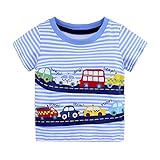 Tovadoo 子供服 ベビー服 男の子 トップス tシャツ 春夏 半袖 車柄 汽船柄 犬キャプテン 多色 可愛い プレゼント 通学 旅行 海遊び 18ヶ月-6歳
