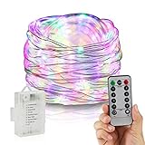 LEDロープライト、Accmor電池式防水文字列ライトリモートタイマー付き、33 ftファイアフライライトフェアリーライトアウトドアインドアホーム装飾（マルチカラー） AC2218-COLORFUL