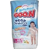 グーンやわらかフィットパンツ　Ｌサイズ　４６枚　女の子用【4個セット】