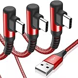 USB Type C ケーブル L字【3本セット 1m/2m/5m】Sweguard USB-A & USB C ケーブル【PD& QC3.0 急速充電】iPhone15 Pro Max, iPhone16 Pro Max,iPad Pro,Samsung Galaxy S9 S10 S20,Sony,Xiaomi,Huawei,Pixel 等Type C機種対応(赤)