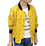 [もうほうきょう] 男の子 子供服 野球ウェア 子供用ジャケット スタジャン プリントコート ショートジャケット 秋春コート (140, イエロー)