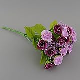 Auntwhale 21頭の人工花のブーケミニローズウェディングホームオフィスの装飾