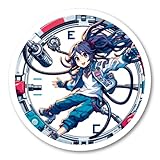 車の給油口用 サークル ステッカーエネルギッシュなアニメ美少女 03