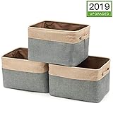 3個の収納ボックス、収納バスケット、収納バスケット、折りたたみ収納バッグ、家庭、オフィス、棚、ワードローブ、衣類、おもちゃなどのハンドル付き-38 x 27 x 24cm,ブルー