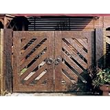 ウッド門扉 ストライプ2型0812柱仕様 両開きセット