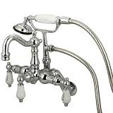 Elements of Design DT13021CL Hot Springs Wall Mount Clawfoot Tub Filler with Hand Shower, 4-3/4' in 