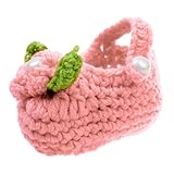 ノーブランド品 　ベビー　コットン　手編み　かぎ針編み　滑り止め　ニット　ファーストシューズ　冬　靴　花　4色選べる - オレンジ