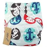 iZiv新生児1厚いおむつ付きオーガニック幼児防水/調整/再利用可能/洗えるポケット布おむつのフィット赤ちゃん0.5-3歳（スカルアンカー）