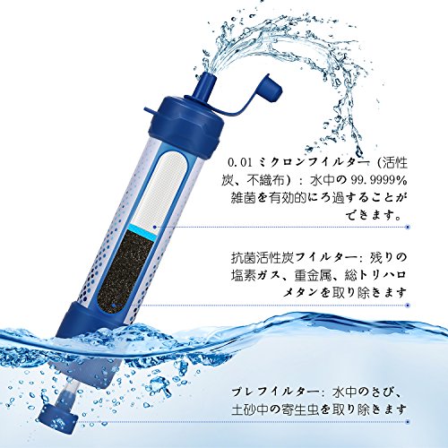 携帯用アウトドア浄水器,JETERYポータブル浄水器,濾過1500リットルに,0.01ミクロンフィルターシステムで旅行、災害及び緊急時に安全な水を提供